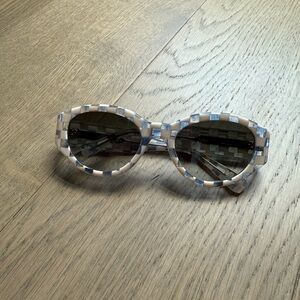 Krewe Checkered Sunglasses - Blue and White